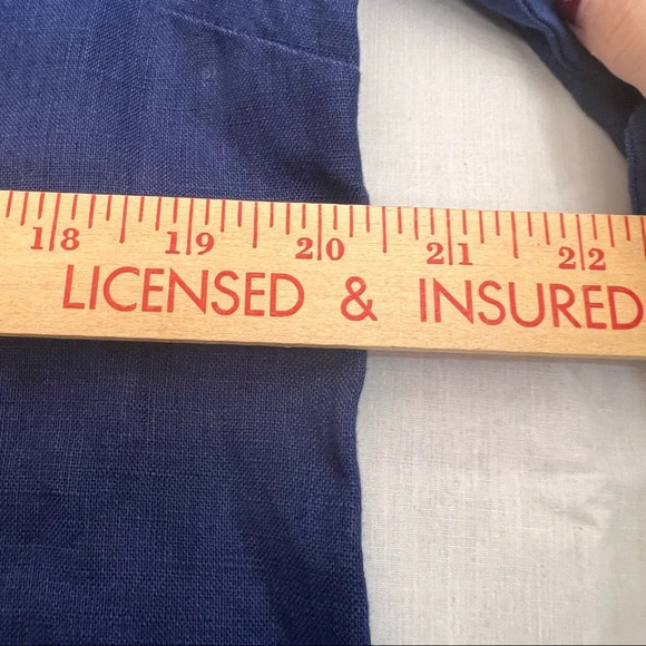 JM Collection Tunic Blouse Womens Sz 16 Embroidered Beaded Navy Blue 100% Linen - Picture 11 of 12